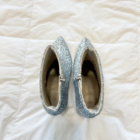 SHEIN Silver Glitter Ankle Booties Women’s Size 8 Block Heel Pointed Toe - Picture 2 of 6